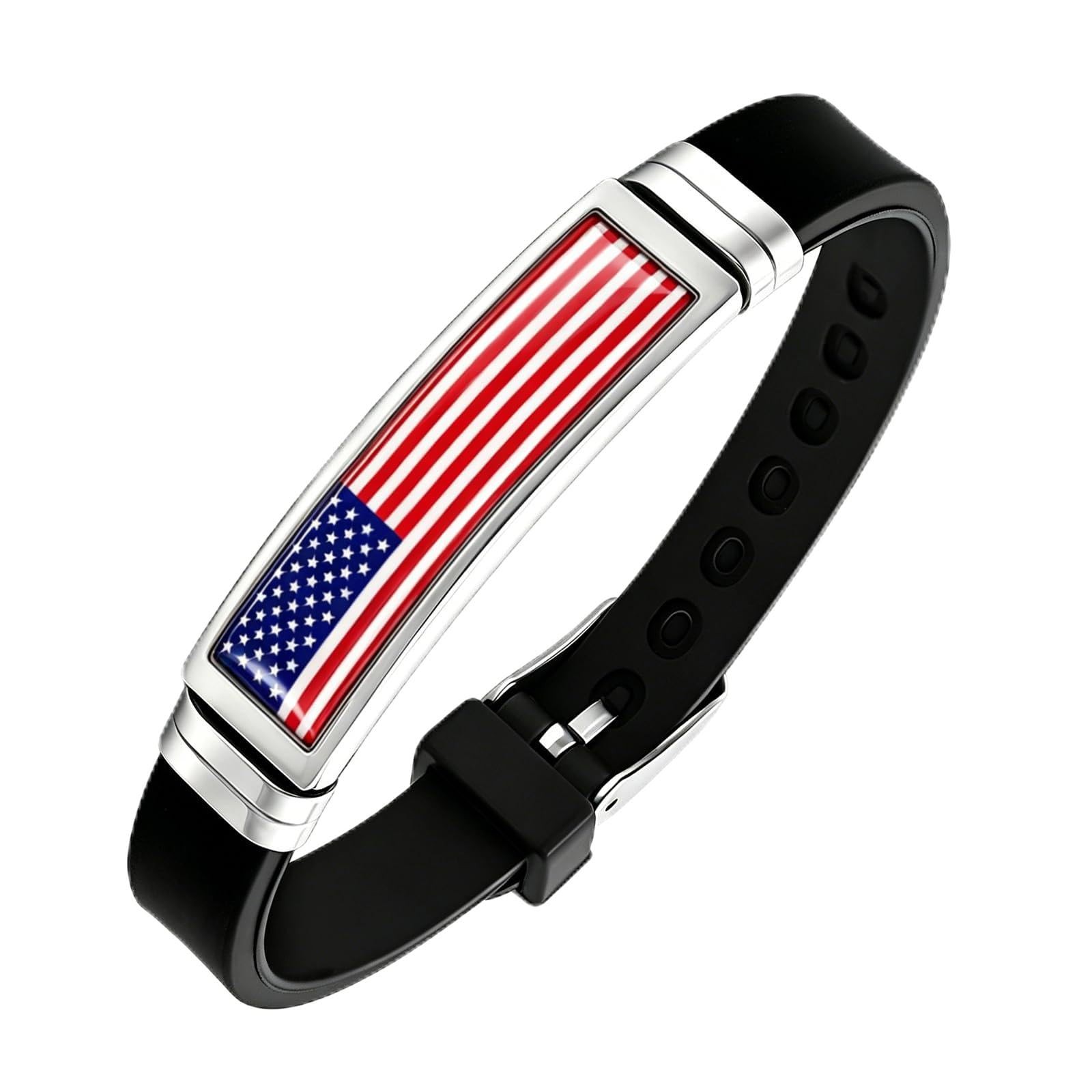 Patriotic American Flag Bracelet for Men and Women – Adjustable Stainless Steel