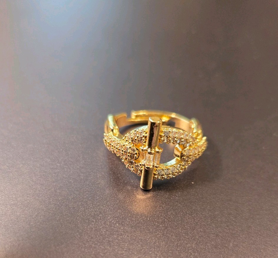 14Kt Gold Filled Pave CZs Solstice Halo Cocktail Statement Ring