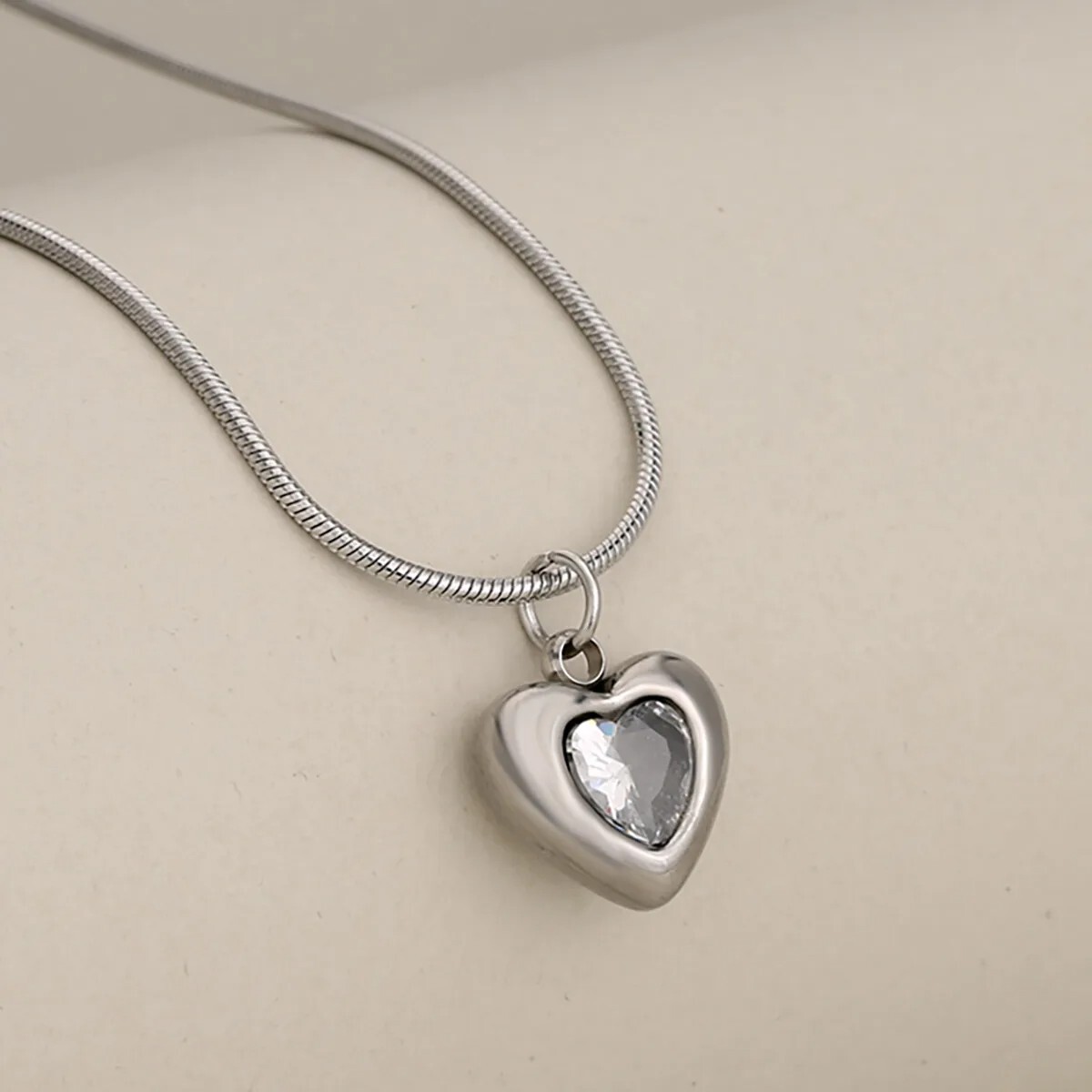 Princess Cute Classic Style Zircon Heart Shape Pendant Necklace Jewelry