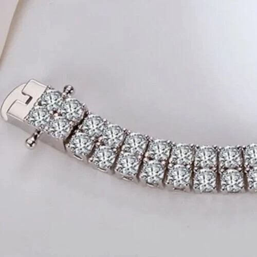 Lab Created 11CT Round Cut VVS1/D Diamond Tennis Bracelet 14K White Gold Finish