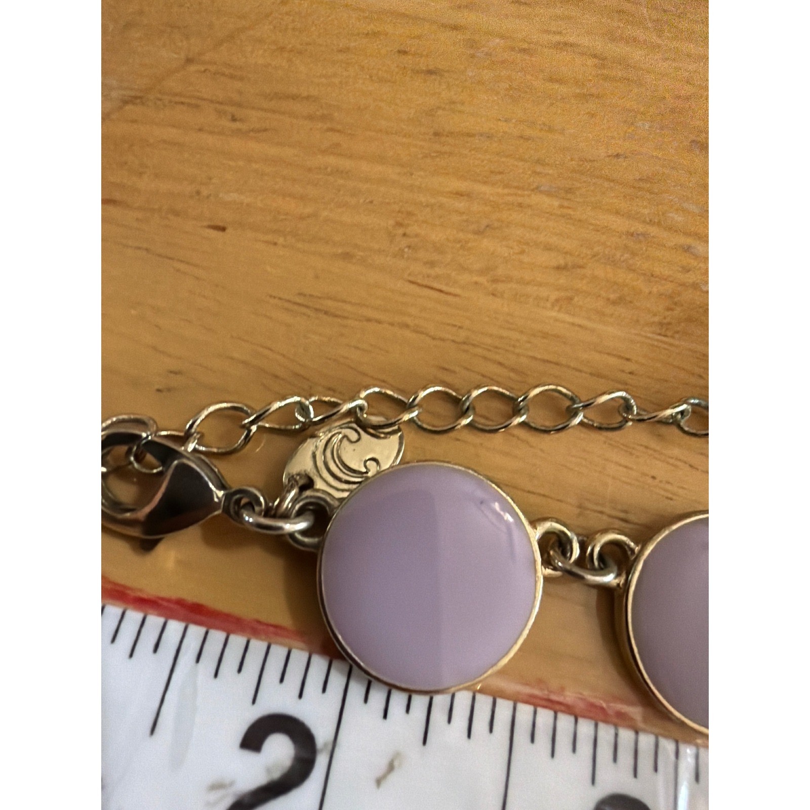 Lavender Enamel Graduated Disc Bib Necklace Silver Tone Adjustable Mod Retro
