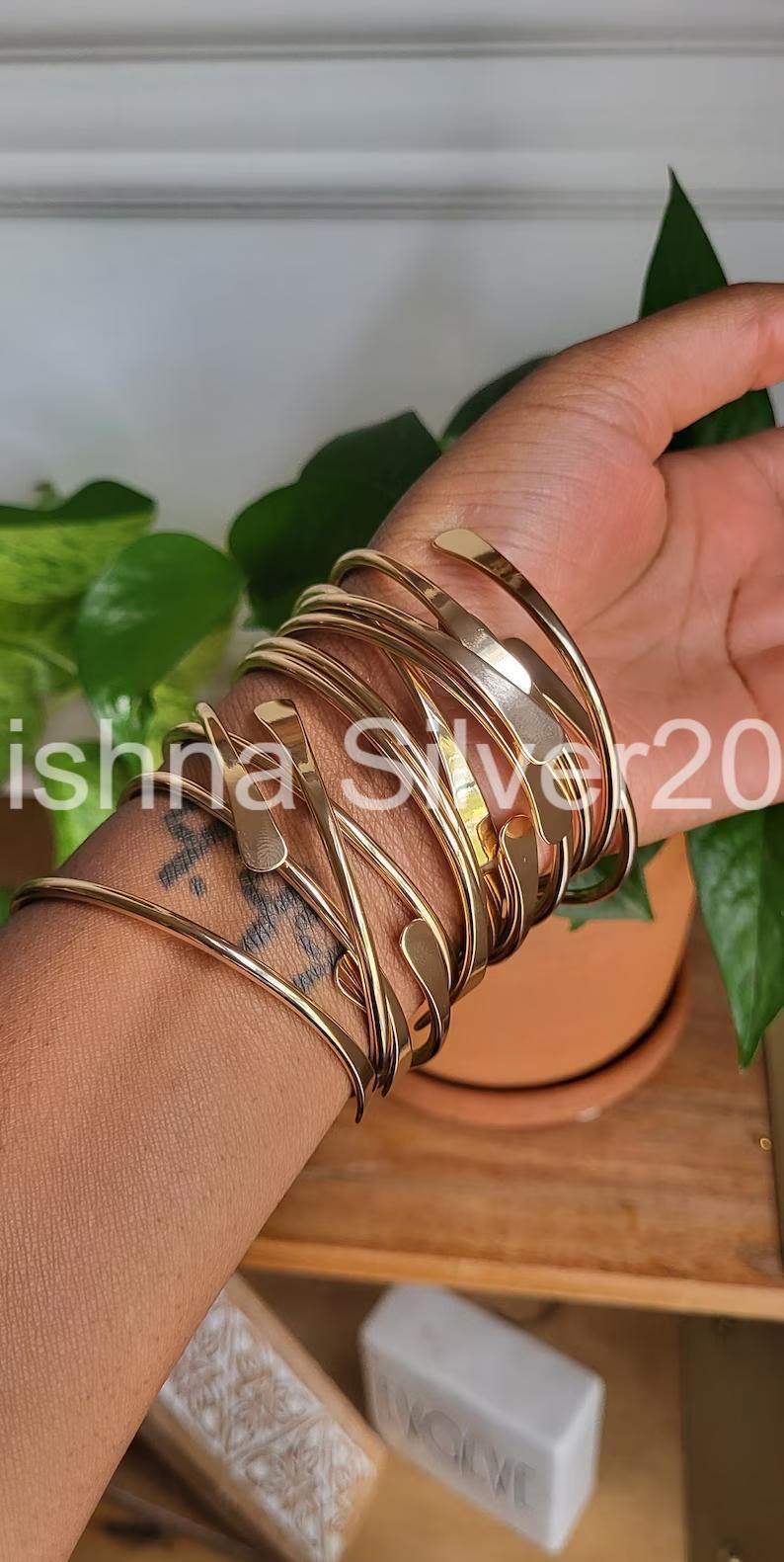 Set of 7 Solid Brass bangles, Adjustable Stackable bangles Statement bangles M2