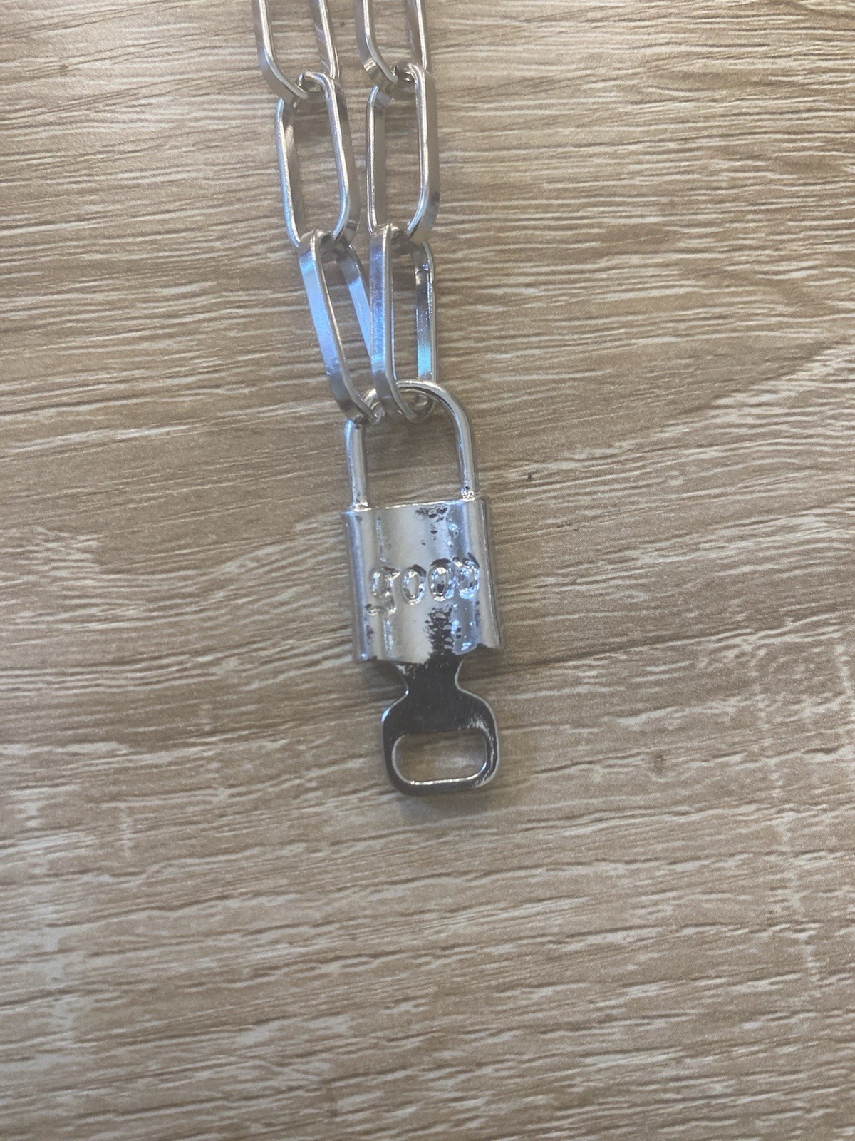 2pc Silver Paperclip Chain Necklace Set Star Charm Padlock Pendant