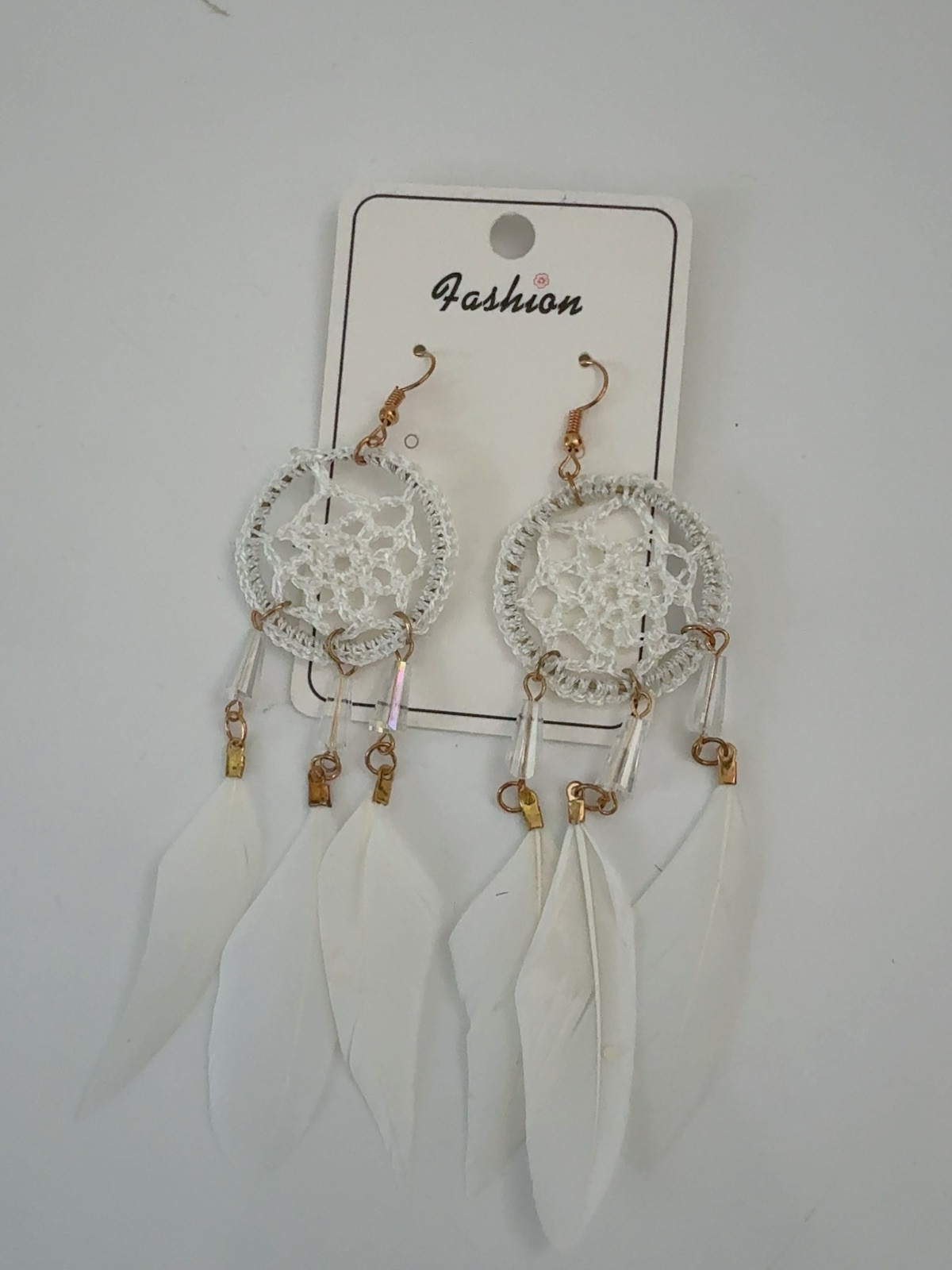 Women Retro Feather Bohemia BOHO Crochet dream catcher Party Long Drop Earrings