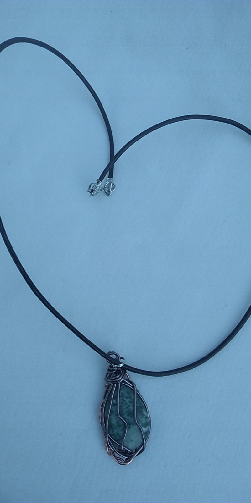 Green Agate Wire Wrapped Pendant Necklace 19″ Women’s Jewelry US Seller Gift