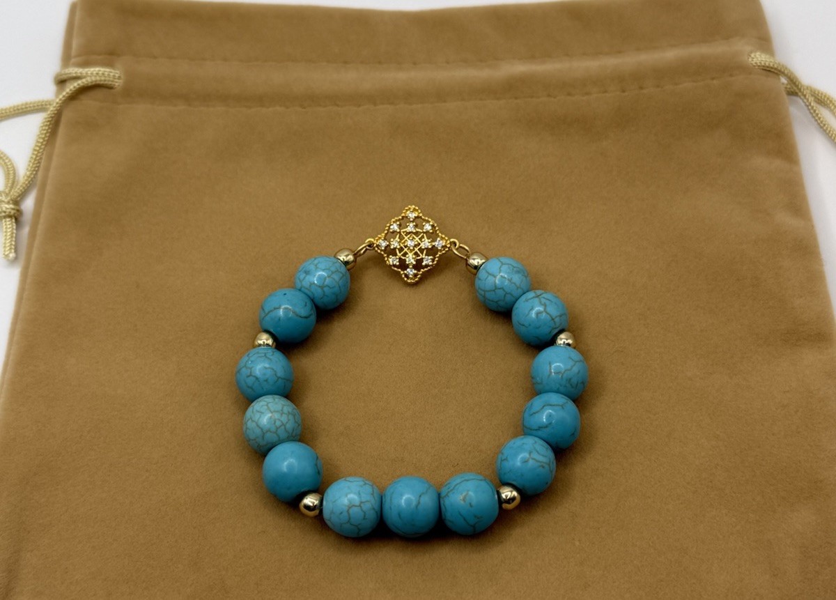 Freida Rothman Designed Turquoise Beaded Stretch Bracelet