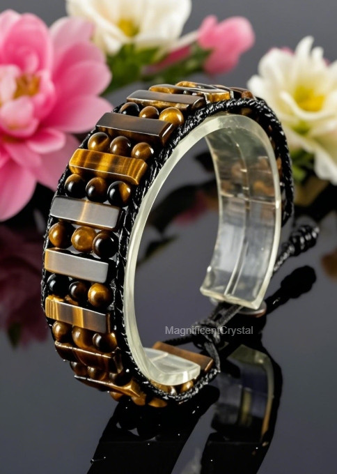 Natural Tiger’s Eye Stone Bracelet for Men Energy Crystal Father’s Day Gift