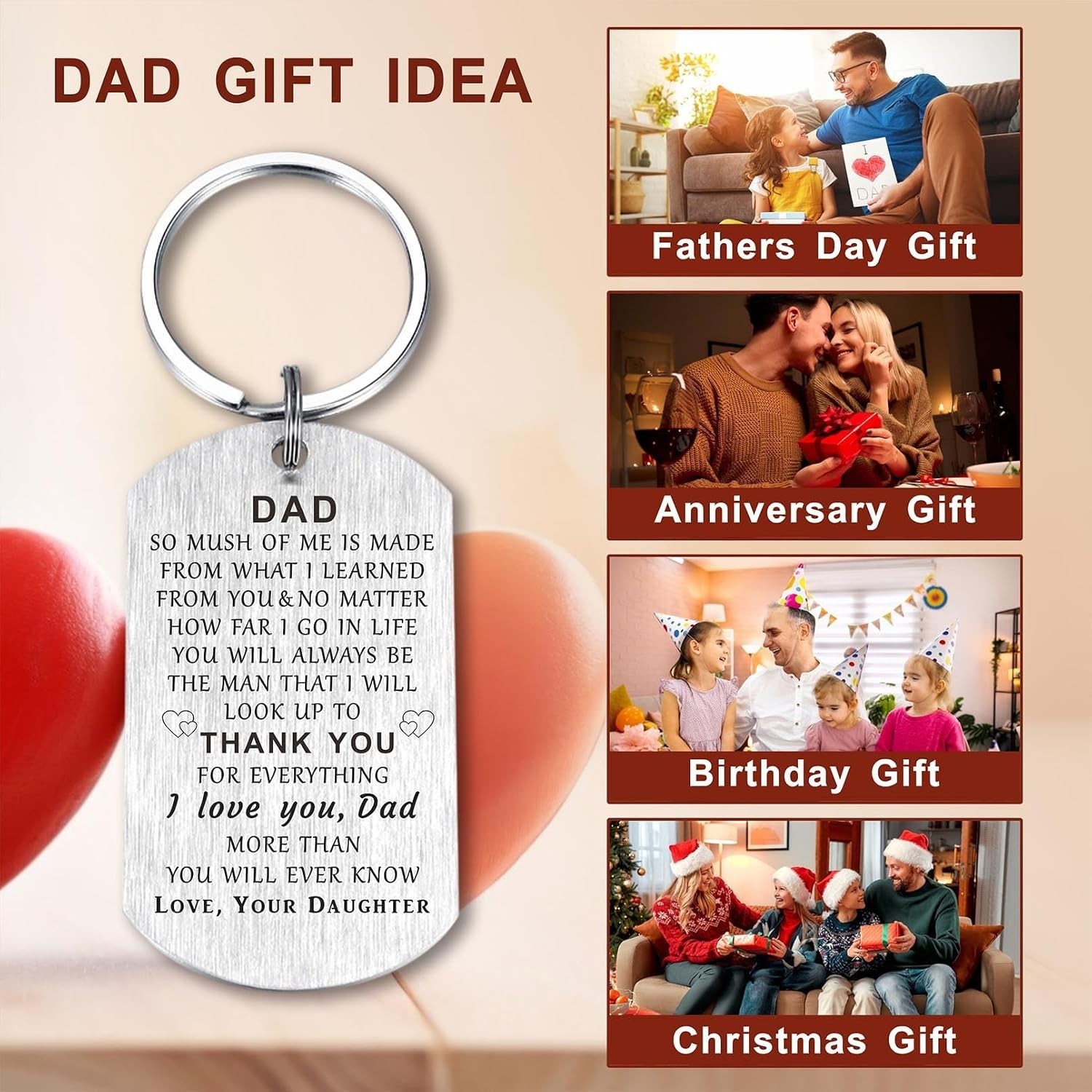 Heartfelt Dad Keychain Gift from Daughter – Birthday & Father’s Day Surprise