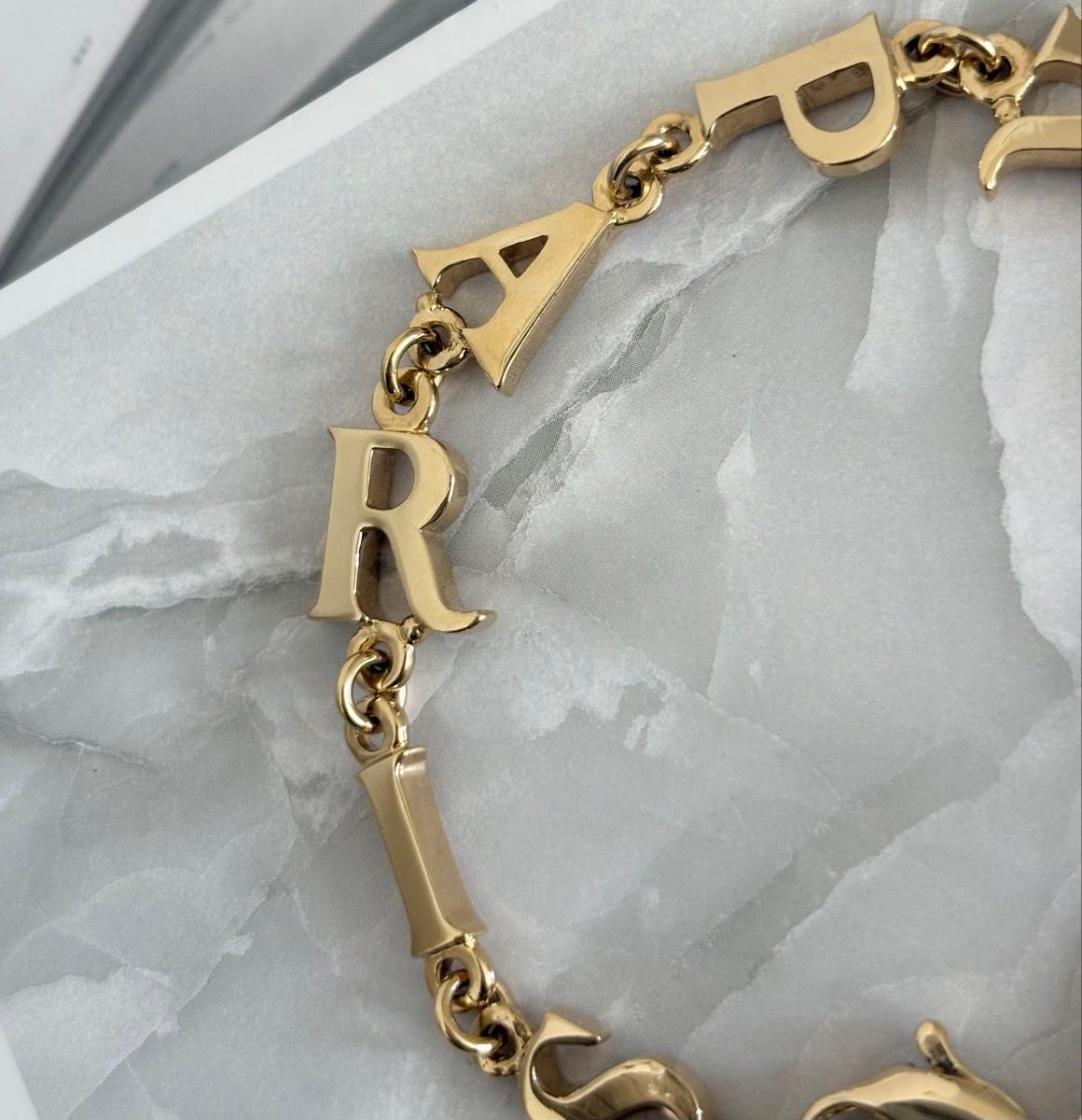 Christian Dior Paris Logo Chain Bracelet Gold Tone 19.5cm Accessory w/Box