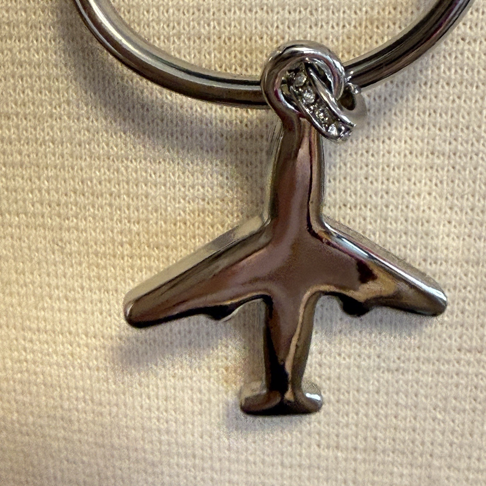 White House Black Market Airplane Necklace CZ Silver Tone WHBM Airplane Necklace