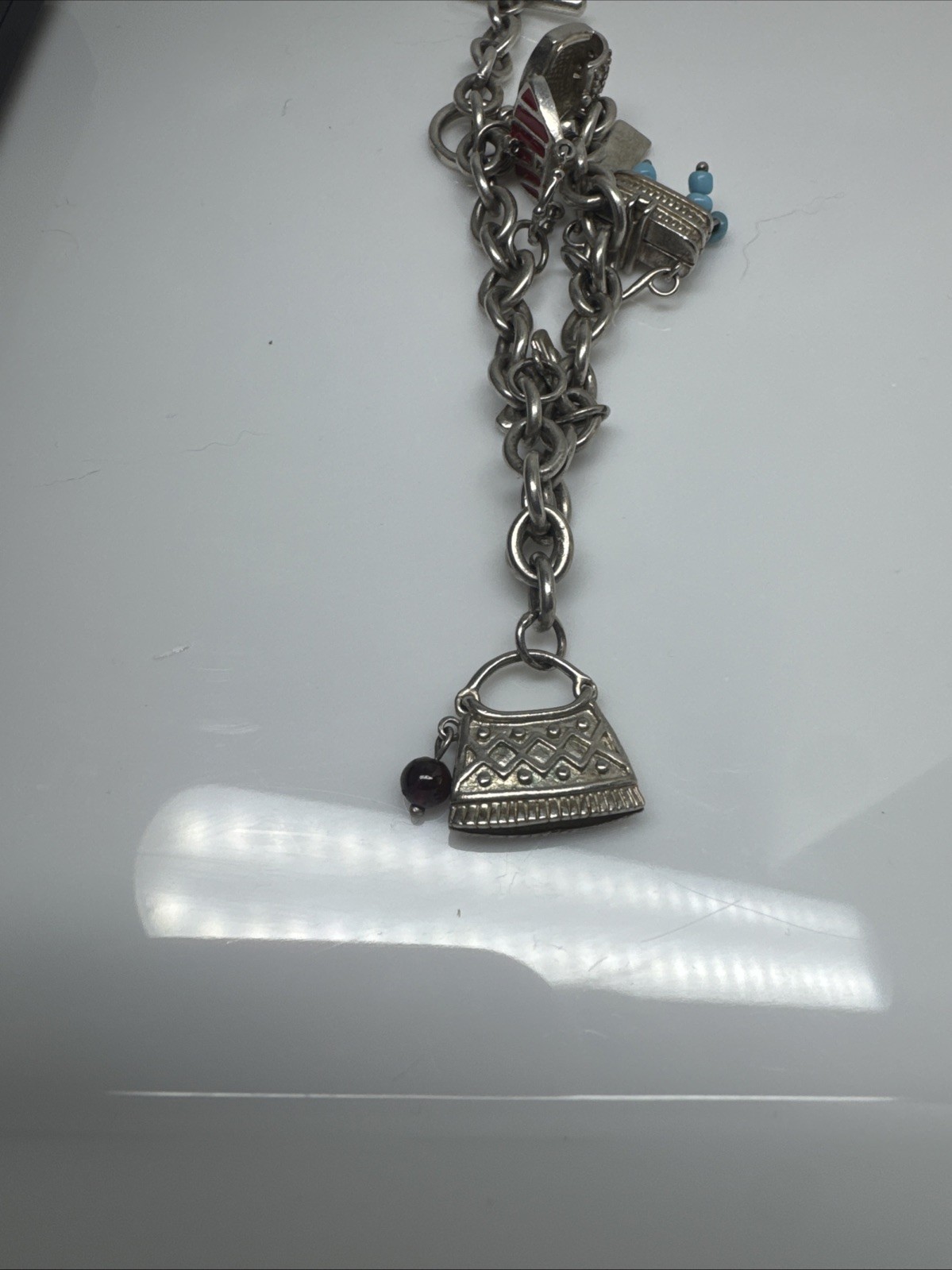 26 grams 925 Sterling silver handbag CHARM BRACELET Handbag Purses open j1-1