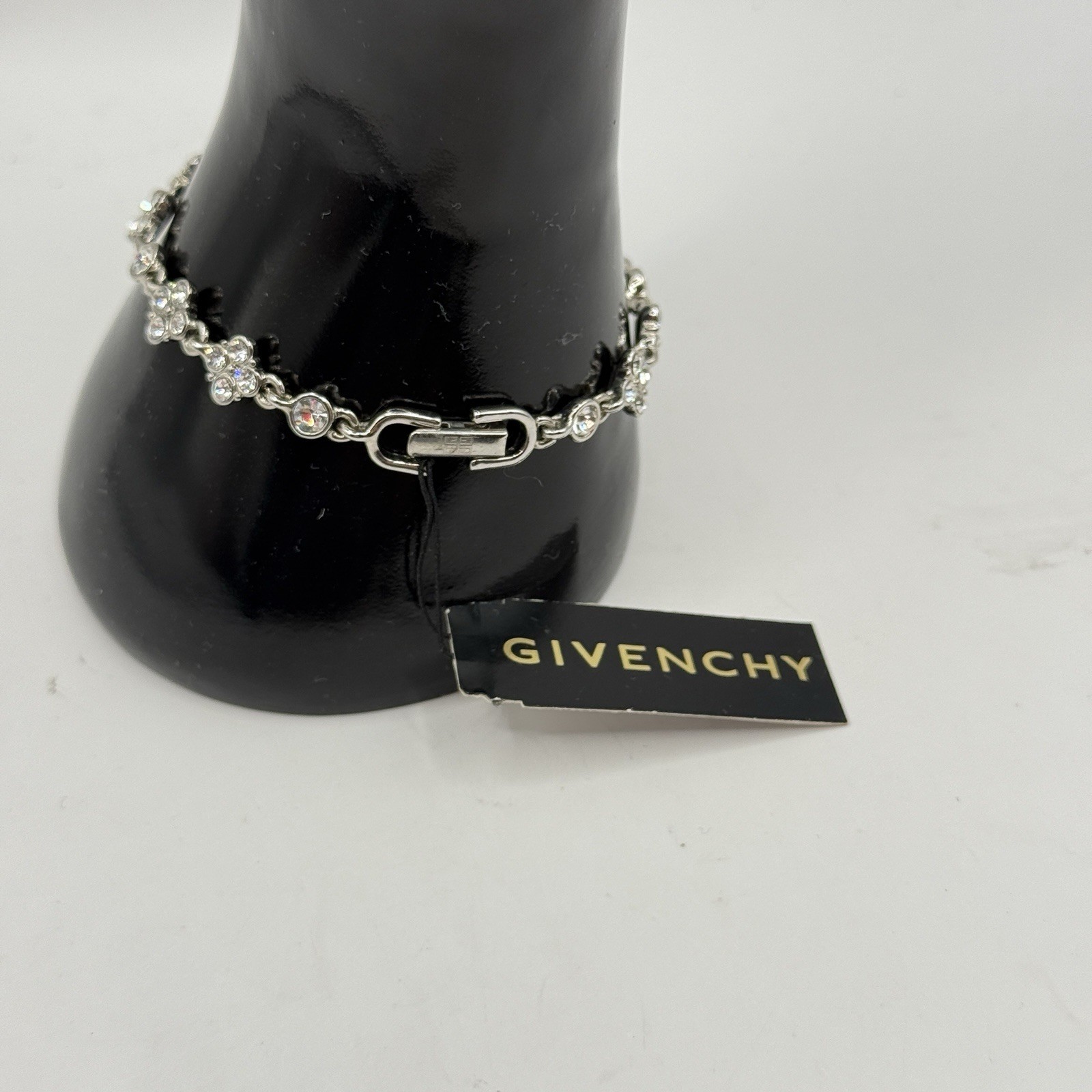 NWT Givenchy Silver-Tone Round Cubic Zirconia Tennis Bracelet 7.5” Crystal Link