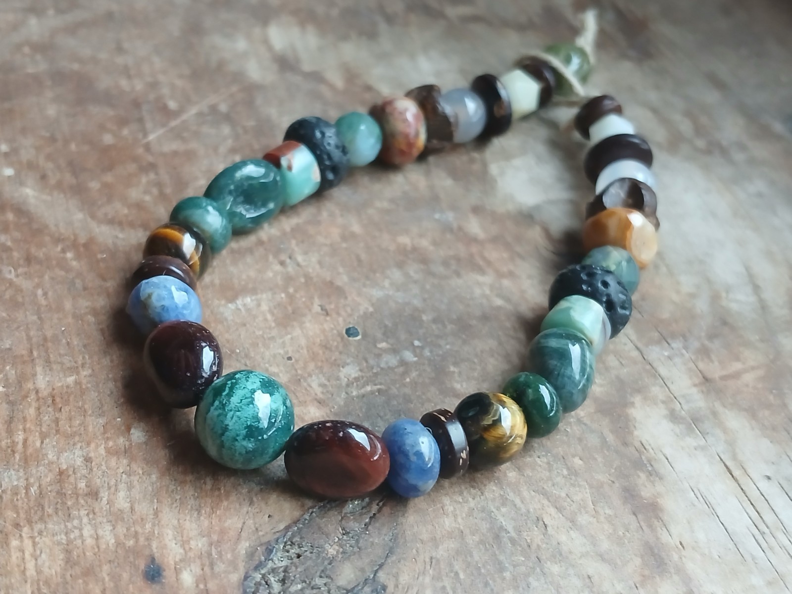 Bracelet Hemp Made In Usa Unisex Travel Amazontine Jasper Indian-Agate A51