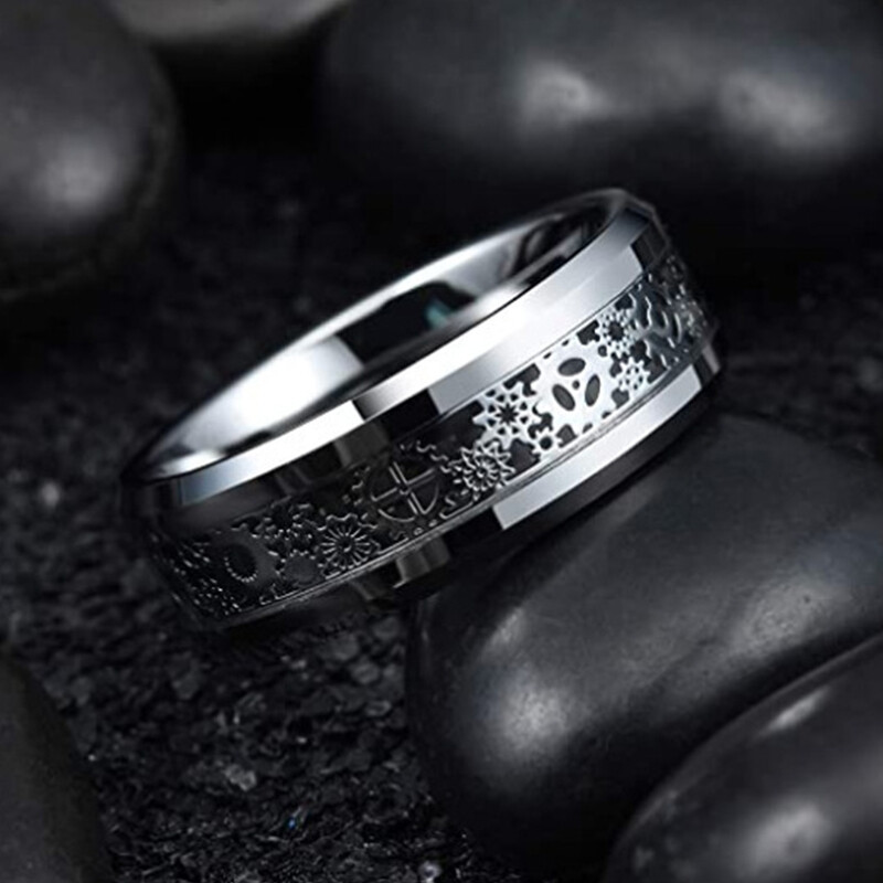 Unique Gear Ring Men Stainless Steel Titanium Gold Silver Black Ring Sizes 6-13⇓