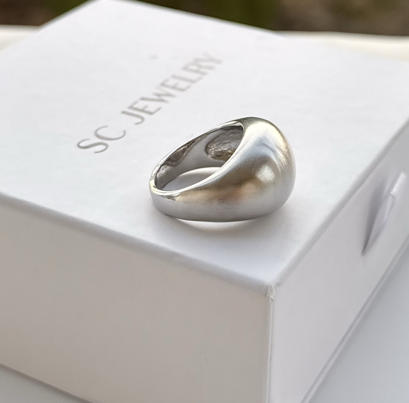 Limited Edition French Dome Ring – Brushed Silver Platinum Plated