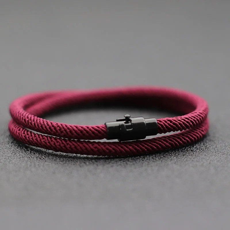 Simple Style Men’s Rope Bracelet Double Layer Thread Fabric Casual Accessory