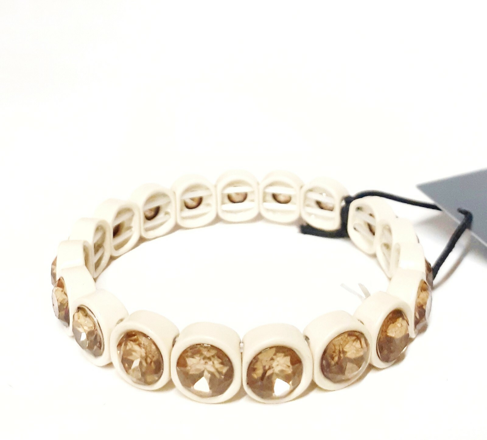 Noir Jewelry Colorful Crystal Brulee Stretch Bracelet Ivory Gold One Size NWT