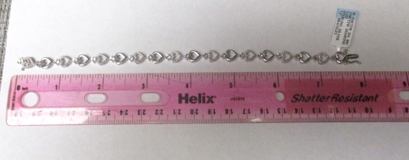 India, Bracelet – Sterling Silver with Diamonds- 7 1/2 inches, 8.3 grams