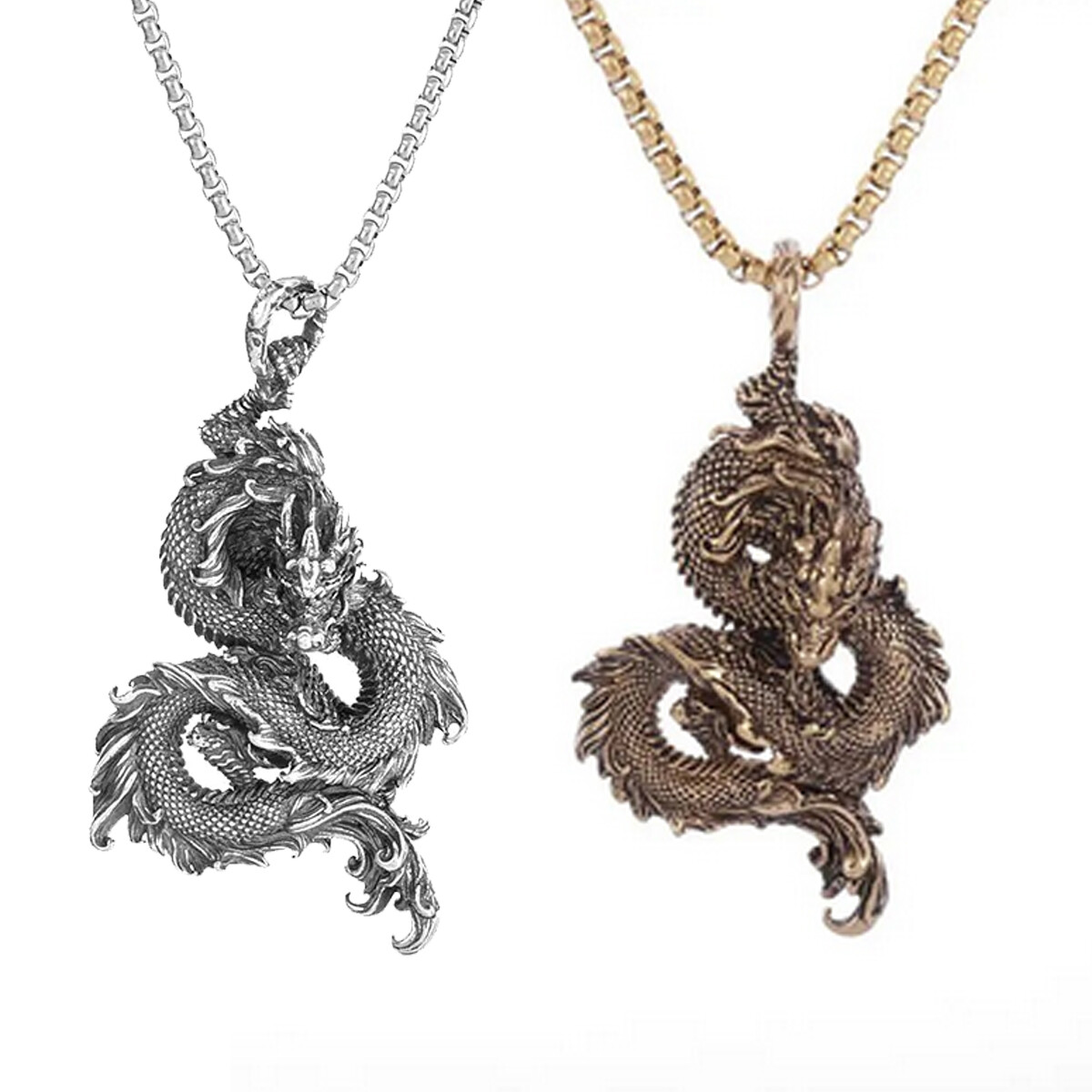 Dragon Snake Mythical Pendant Necklace Gothic Fairy Tale Jewelry