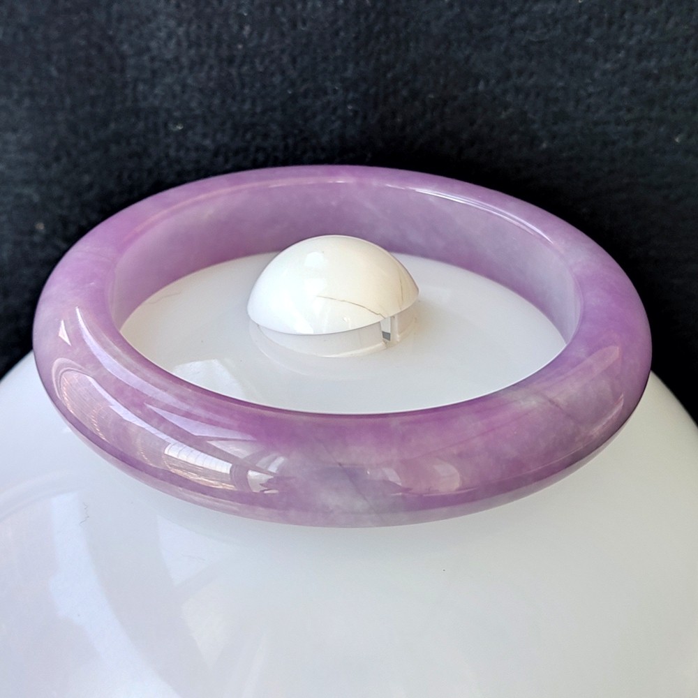 Certified Grade A 62mm Lavender Natural Burma Jade jadeite Bangle Bracelet 0442
