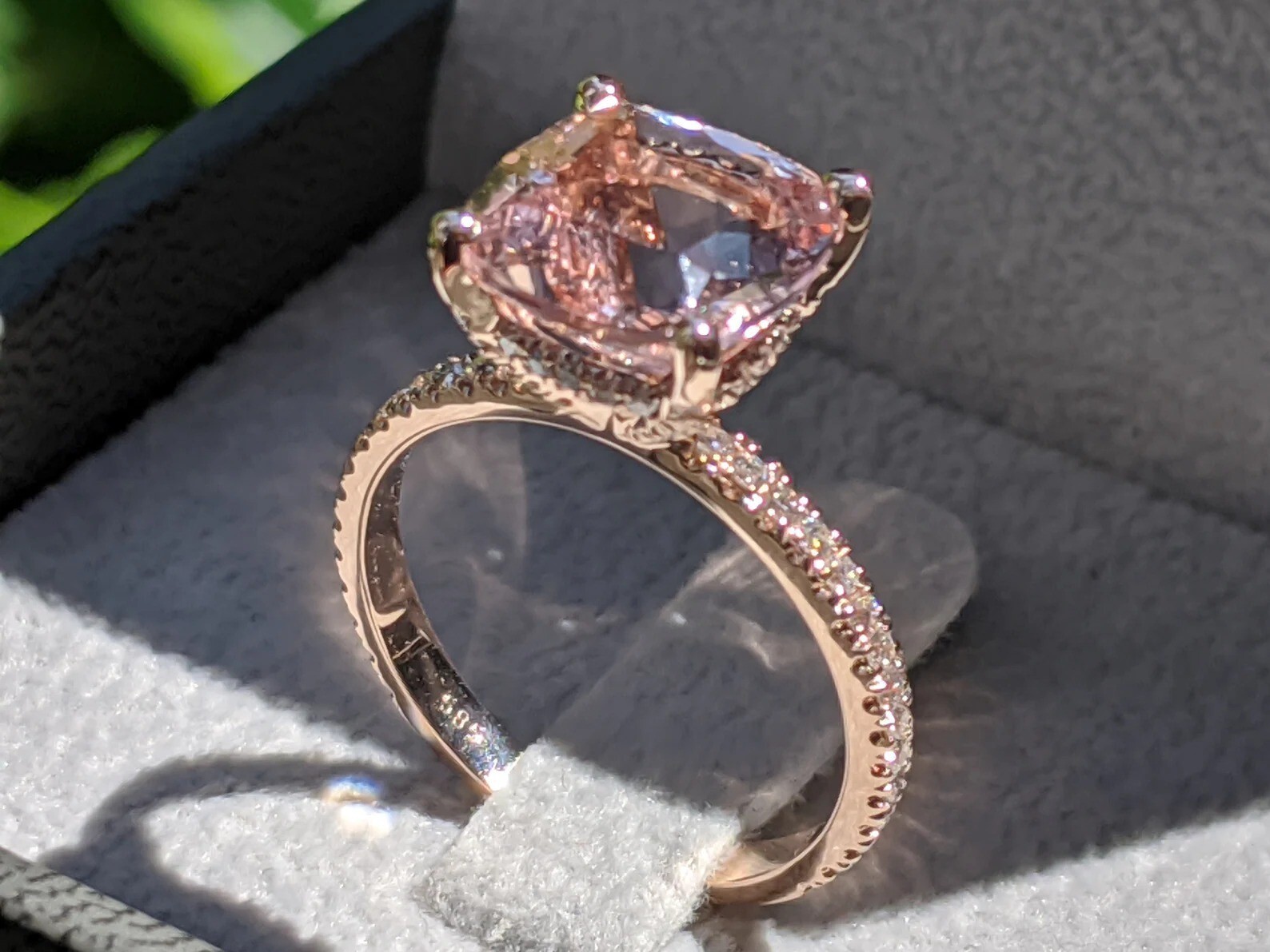 Silver Engagement Ring Morganite Art Deco Bridal’s Wedding Ring Gift For Her