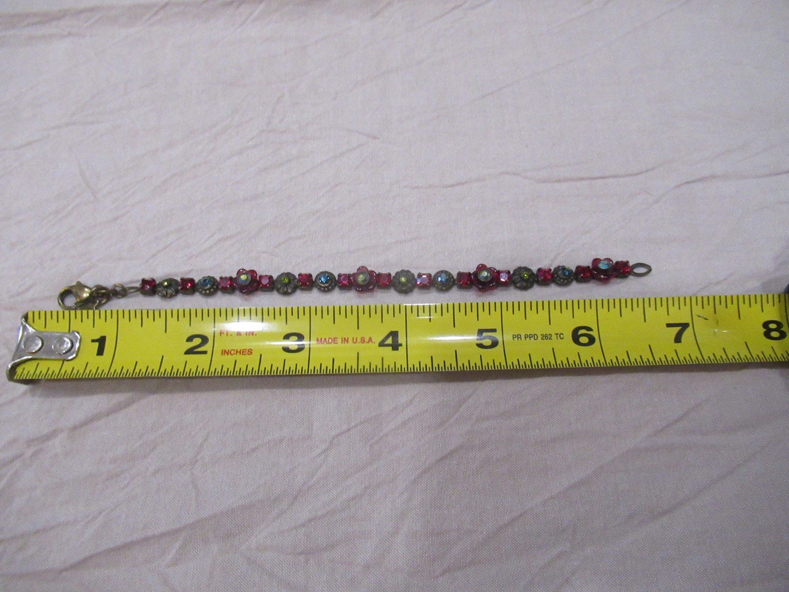 Sorrelli Red Rose Gold Austrian Crystal Rhinestone Bronze Tone Bracelet