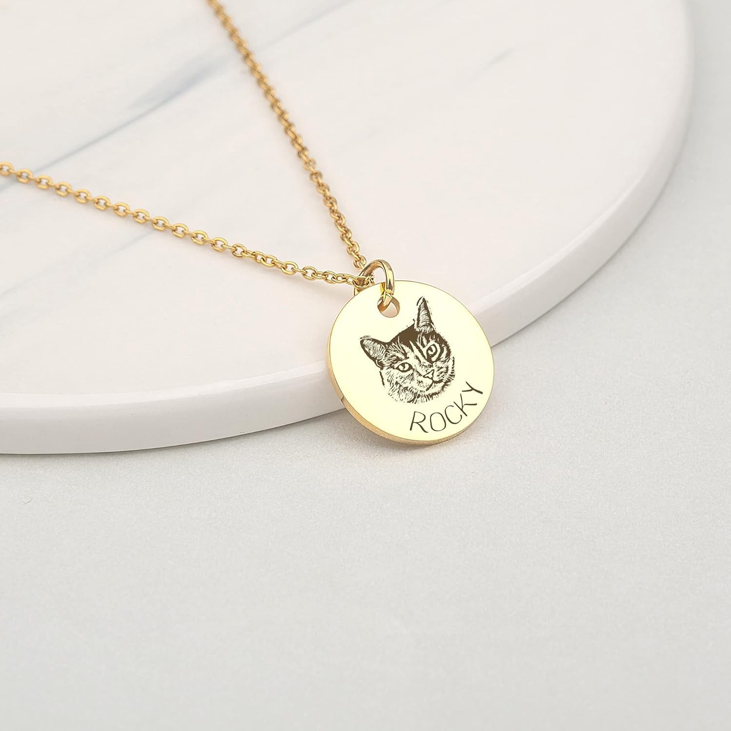 Personalized Pet Portrait Necklace Custom Family Portrait Engraving Photo Gift