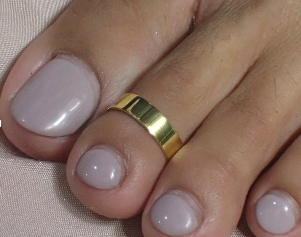 Womens Solid Metal Band Adjustable Toe Ring 14k Yellow Gold Plated Silver