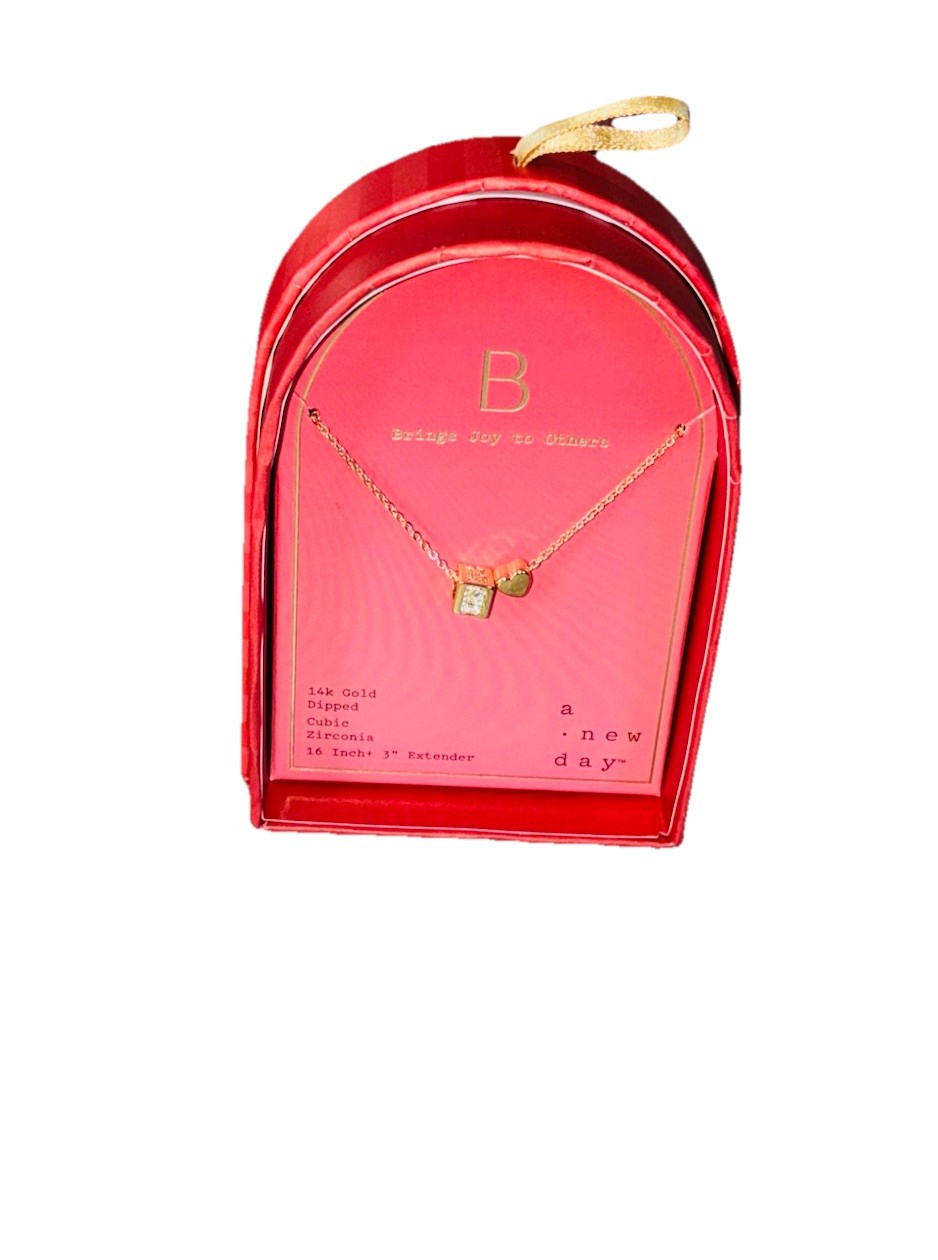 Choose! Gold Cube, Diamond “Letter” Heart Charmed Necklaces “A New Day” Gold Dip