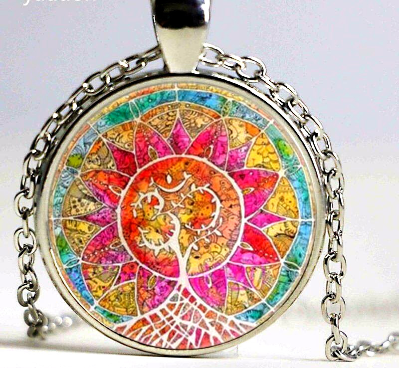 TREE LIFE OM ART 1″ Pendant Sterling 925 Silver 20″ Necklace men women gift