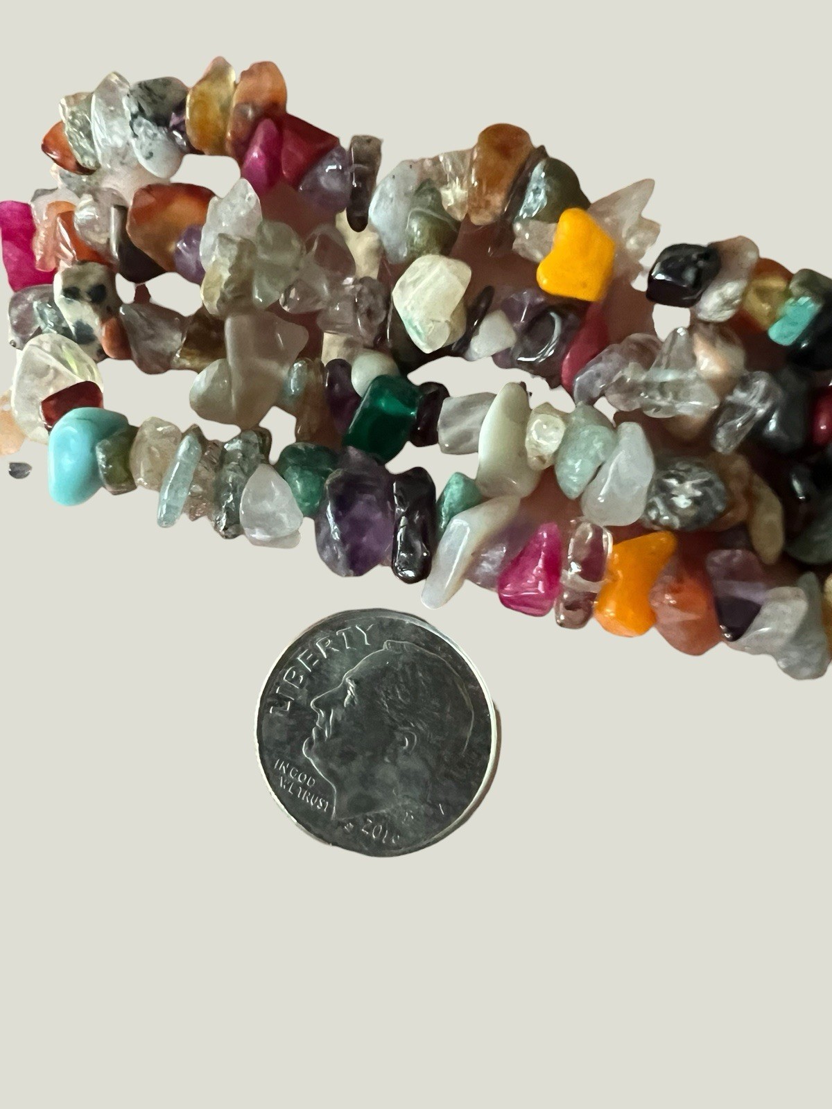 VIBRANT MULTI-COLORED IRREGULAR CHIP-SHAPED NATURAL GEMSTONE BEAD NECKLACE 34”