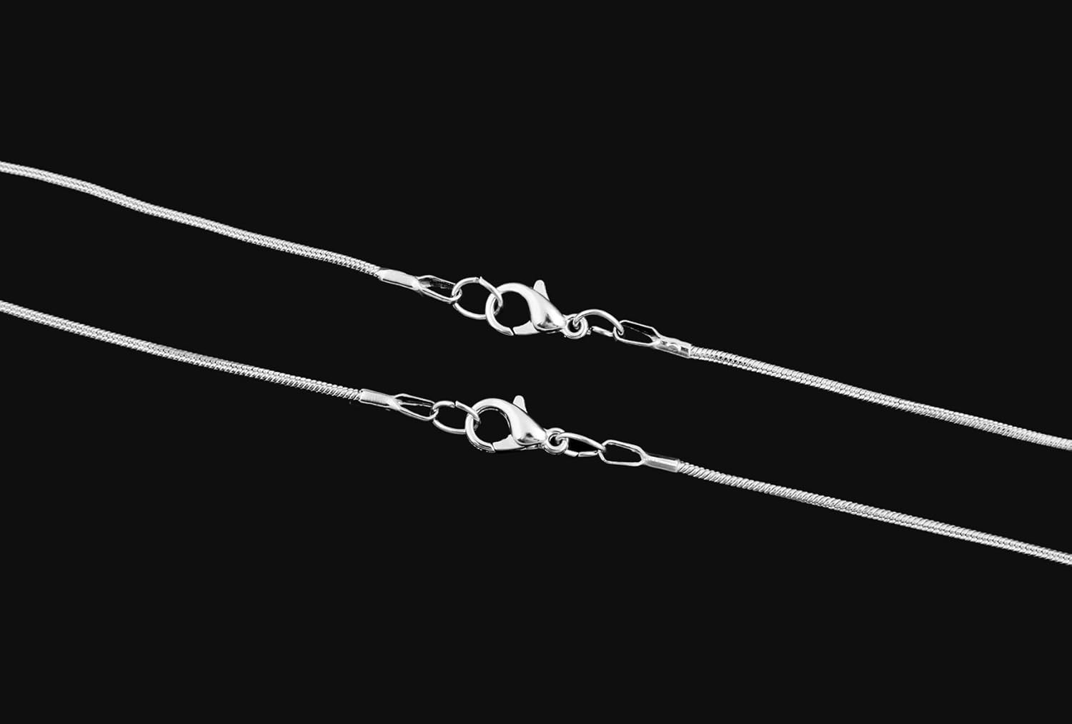 24Pcs 18 Inch 925 Silver Plated 1.2Mm DIY Snake Chain Charms Link Necklace with