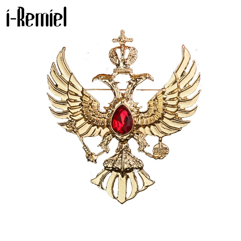 New Vintage Crystal Eagle Brooches Crown Men’s Suit Coat Badge Corsage Collar
