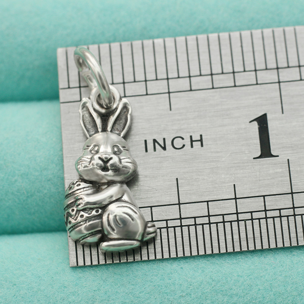 Easter Rabbit Pendant Charm 925 Sterling Silver Easter Egg Fit Necklace Bracelet
