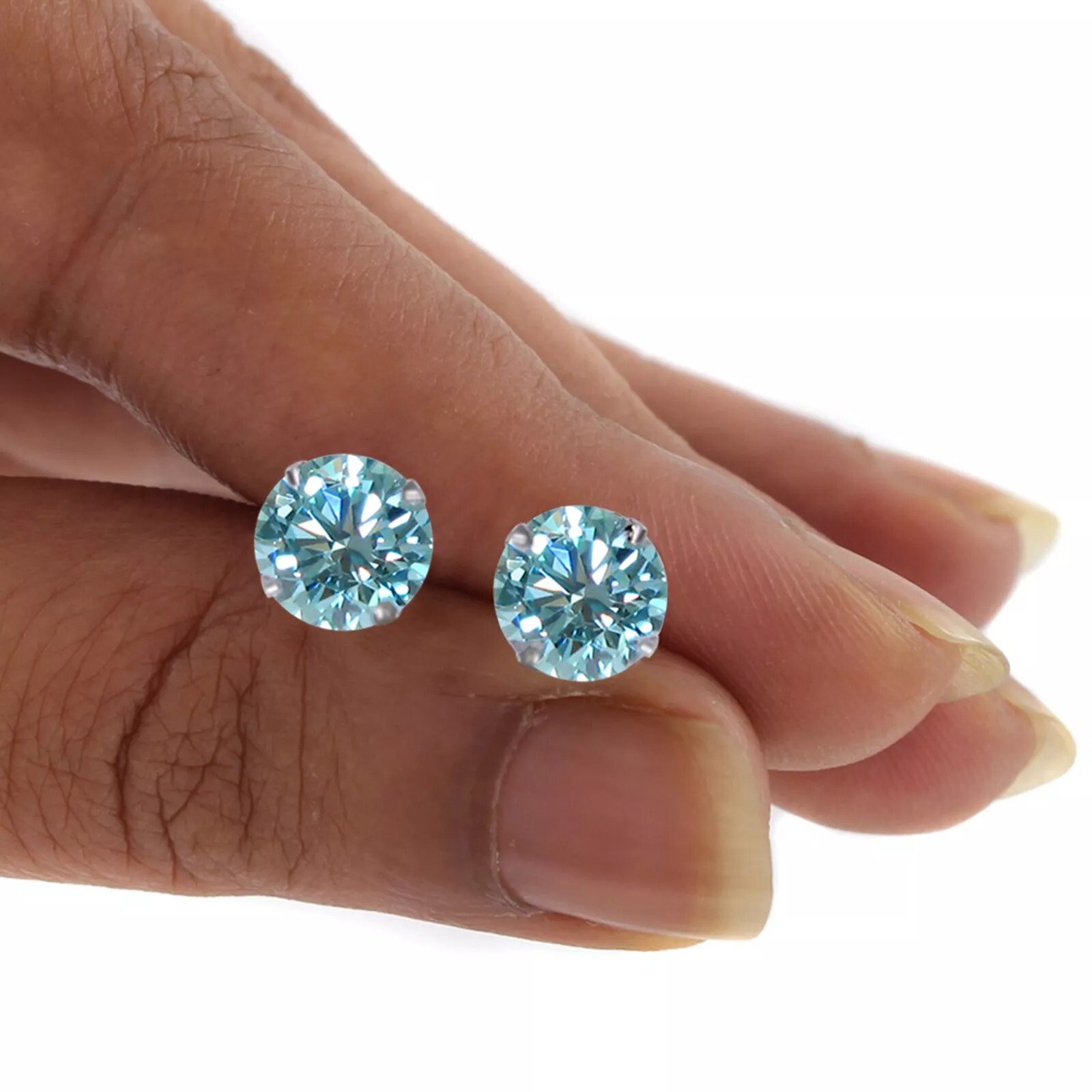 3.12 Ct Round Cut Diamond Studs Earrings In 14k White Gold Certified