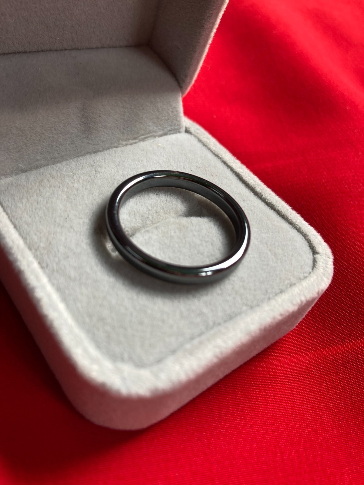 Hematite Ring Grounding Stone Protection and Stability Thin Band Size 11.5