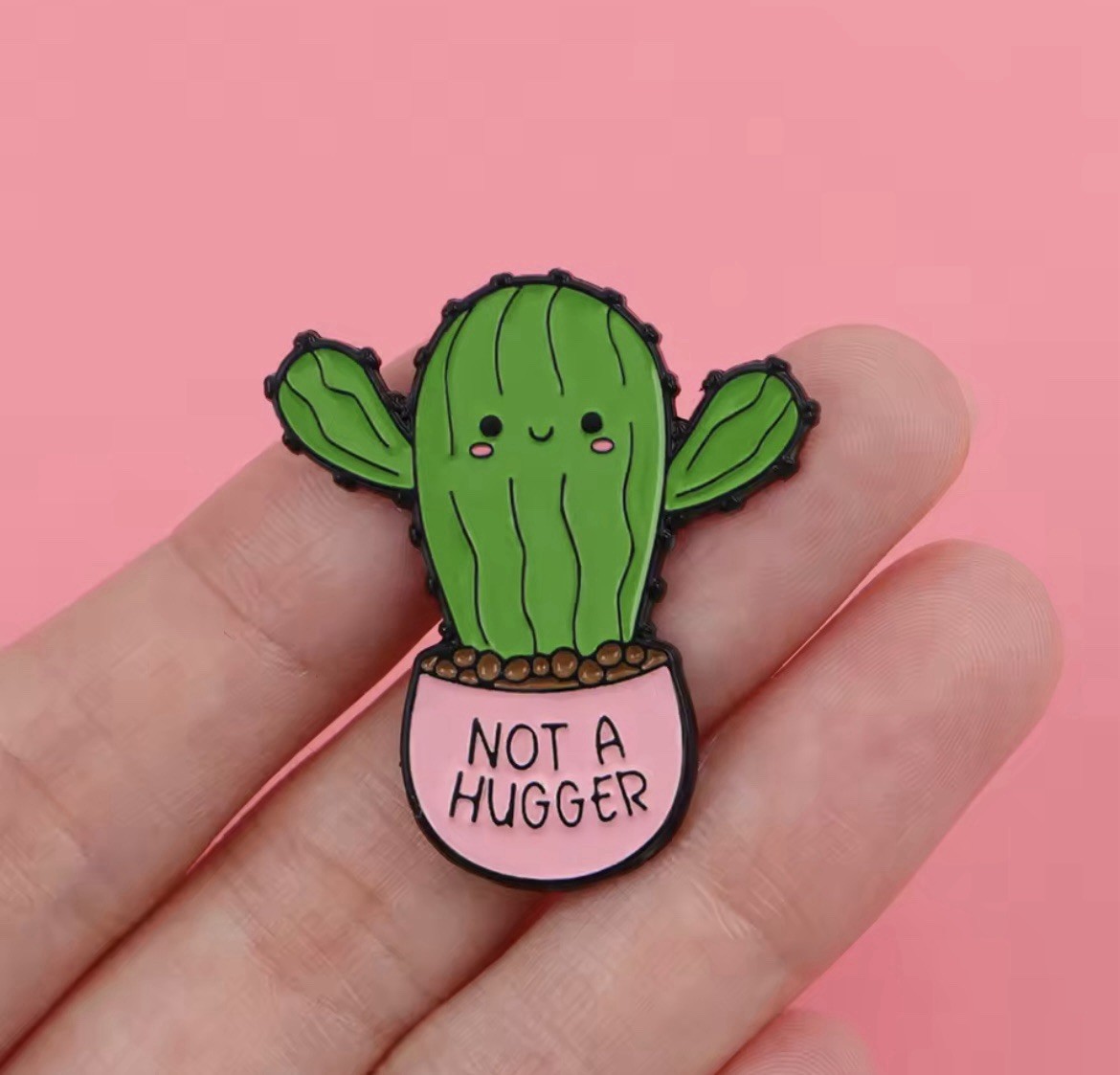 Cactus Style 1pc Pin With Rubber Back Cactus Not A Hugger Fun Pin FREE SHIPPING