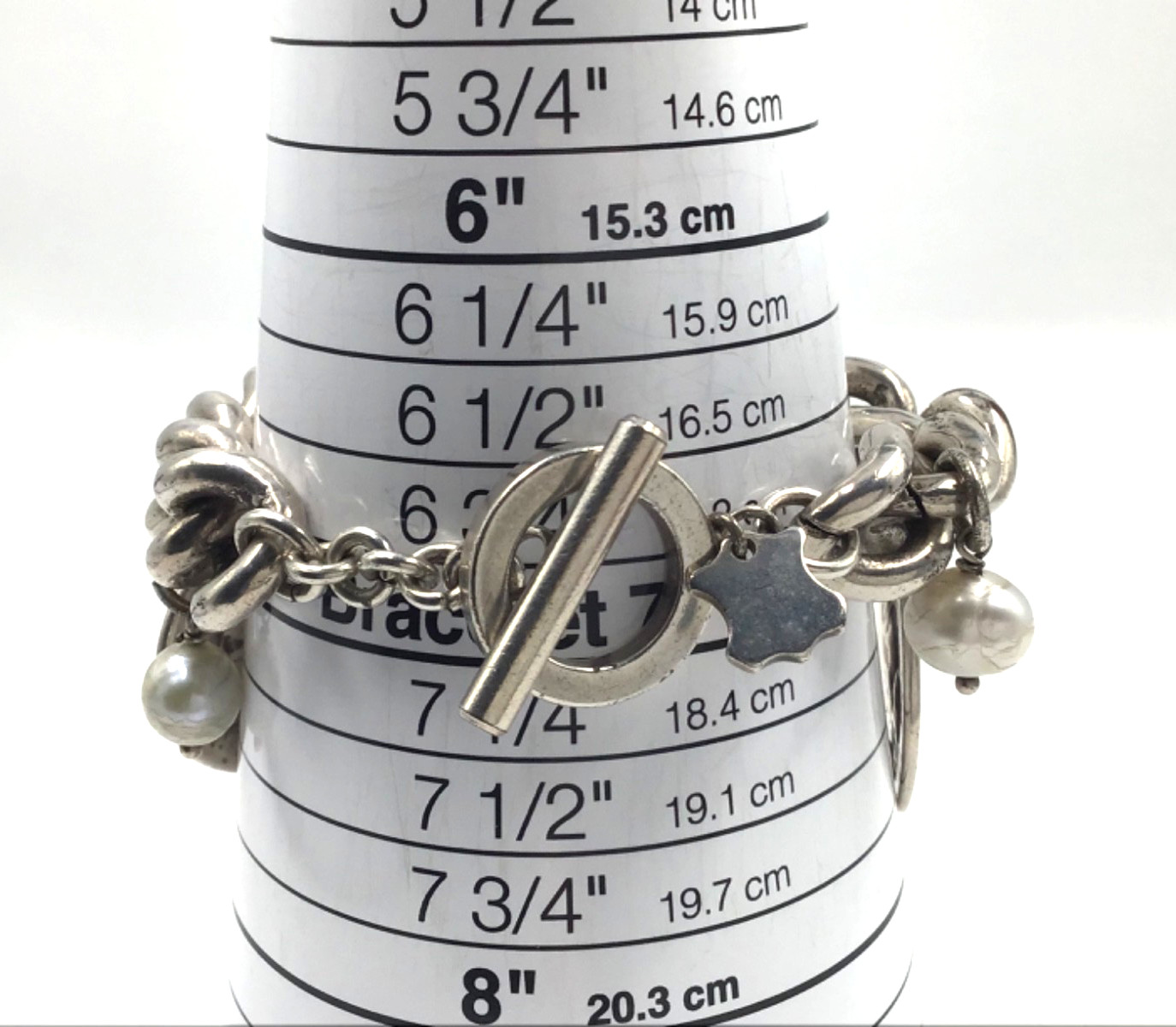 Silver Plated Faux Coin Bracelet Vidda Spain Freshwater Pearls Curb Chain READ