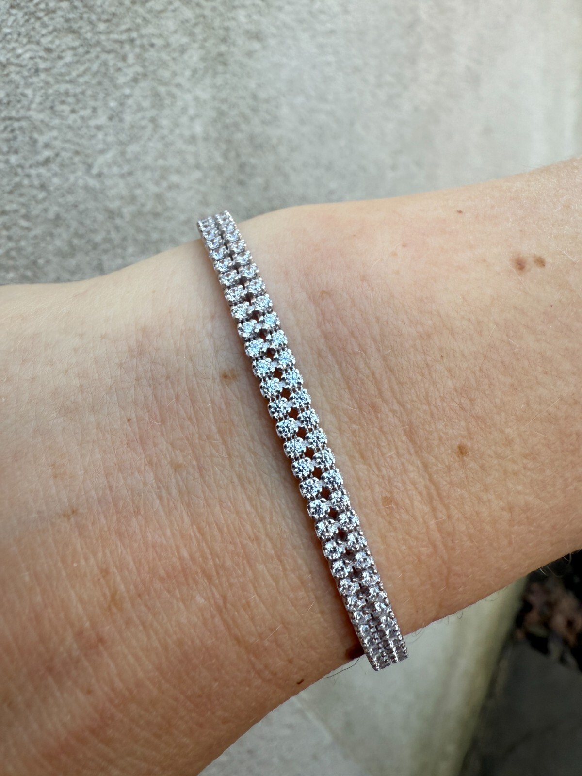 Real 925 Sterling Silver Micro Two Row 4.5mm Tennis Bracelet CZ 6-8″ Iced