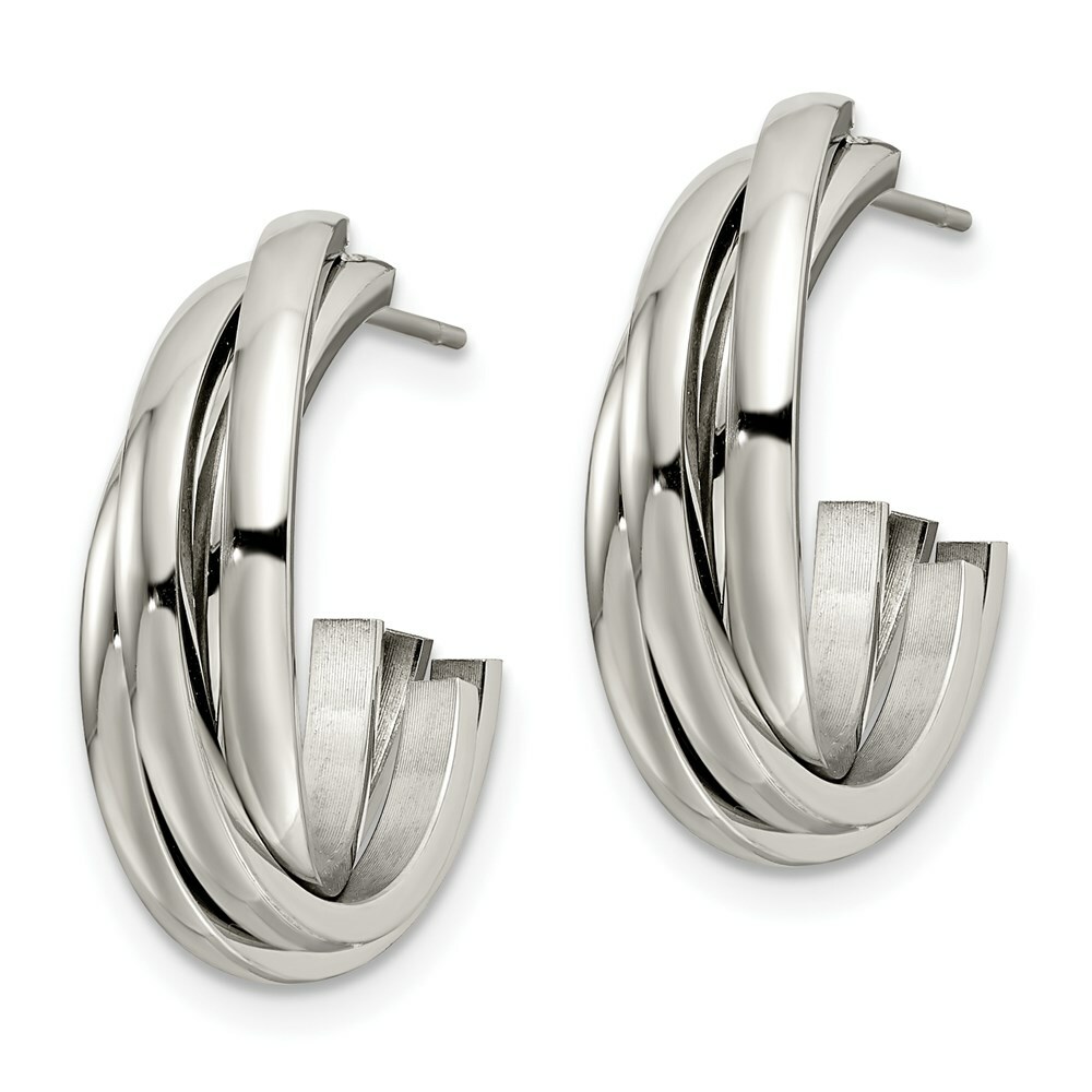 Stainless Steel Polished Post Hoop Earrings