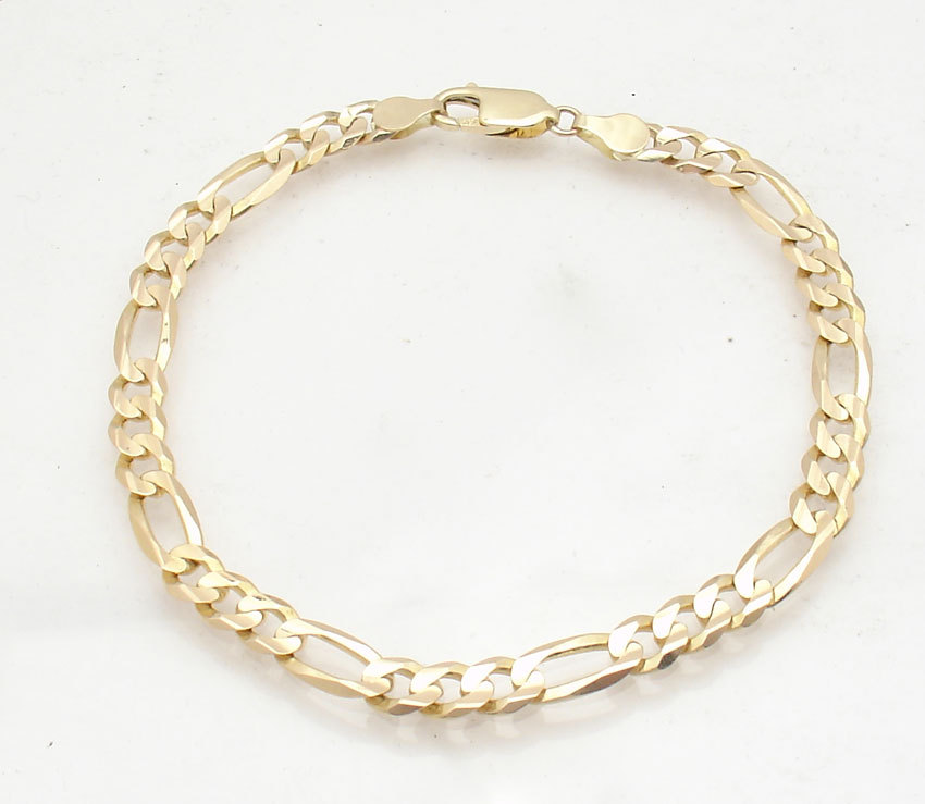 7″ 6mm Ladies Royal Figaro Bracelet Real Solid 14K Yellow Gold Great Gift Idea
