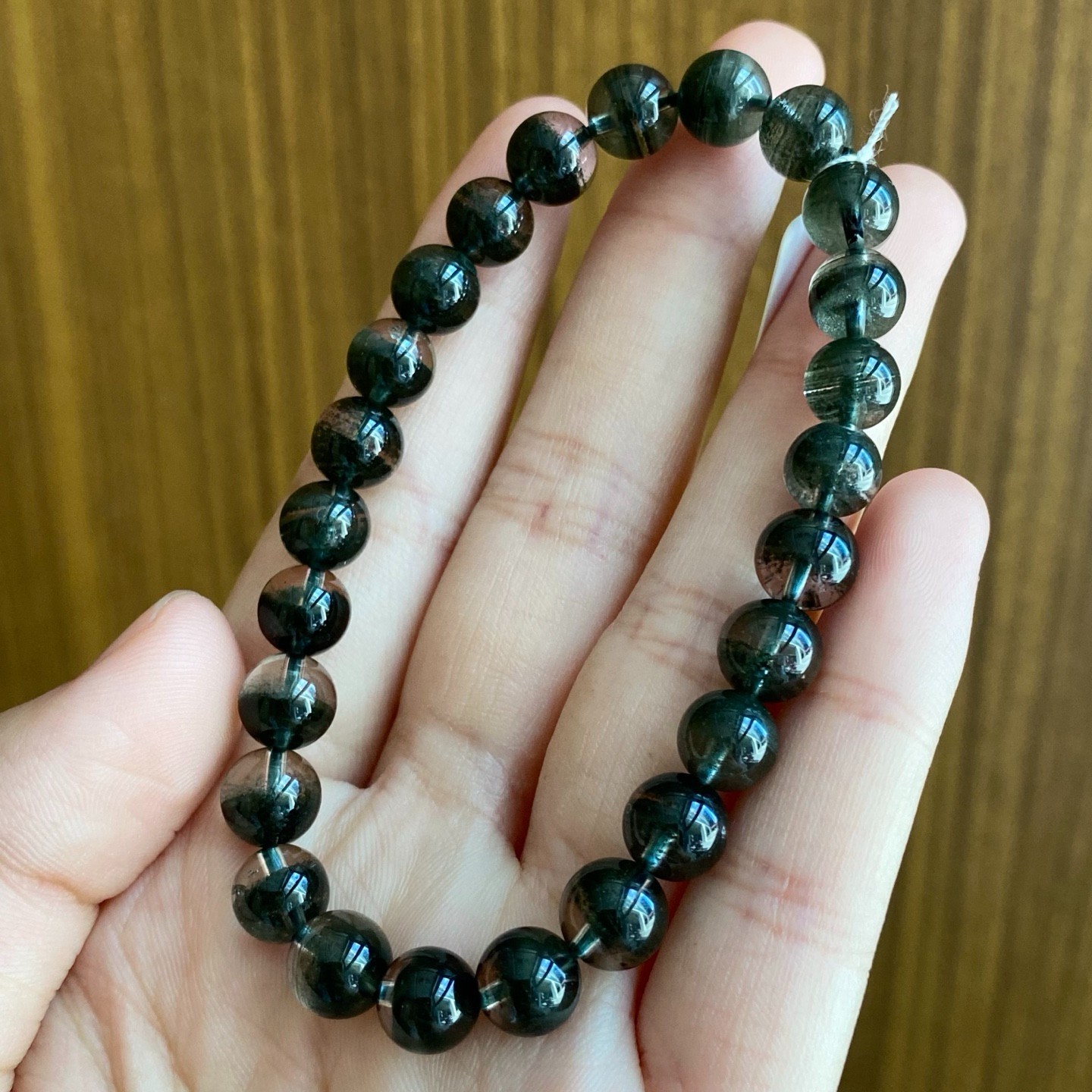 7.8mm Natural Green Phantom Quartz Bracelet healing Wealth Luck Crystal Jewelry