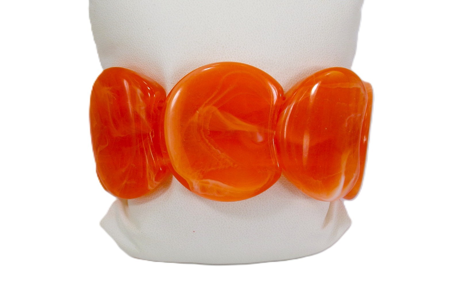 Orange Wide Chunky Stretch Statement Bracelet Bold Fashion Colorful Jewelry New