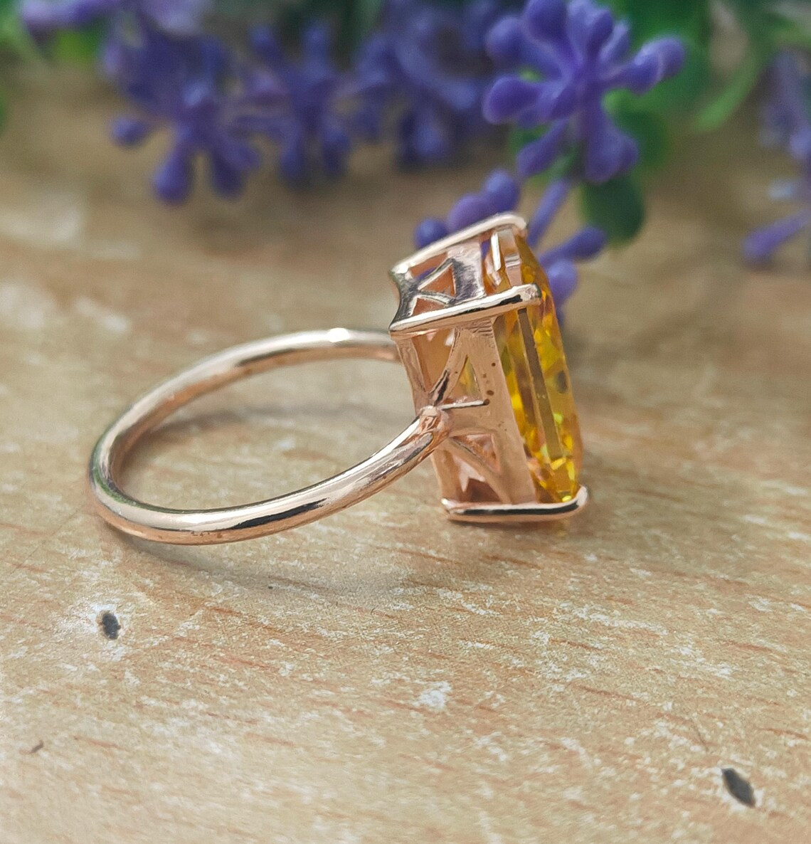 Citrine Ring, Brass Gold Alloy, Gemstone Ring, Birthday Gift Her, Women Ring