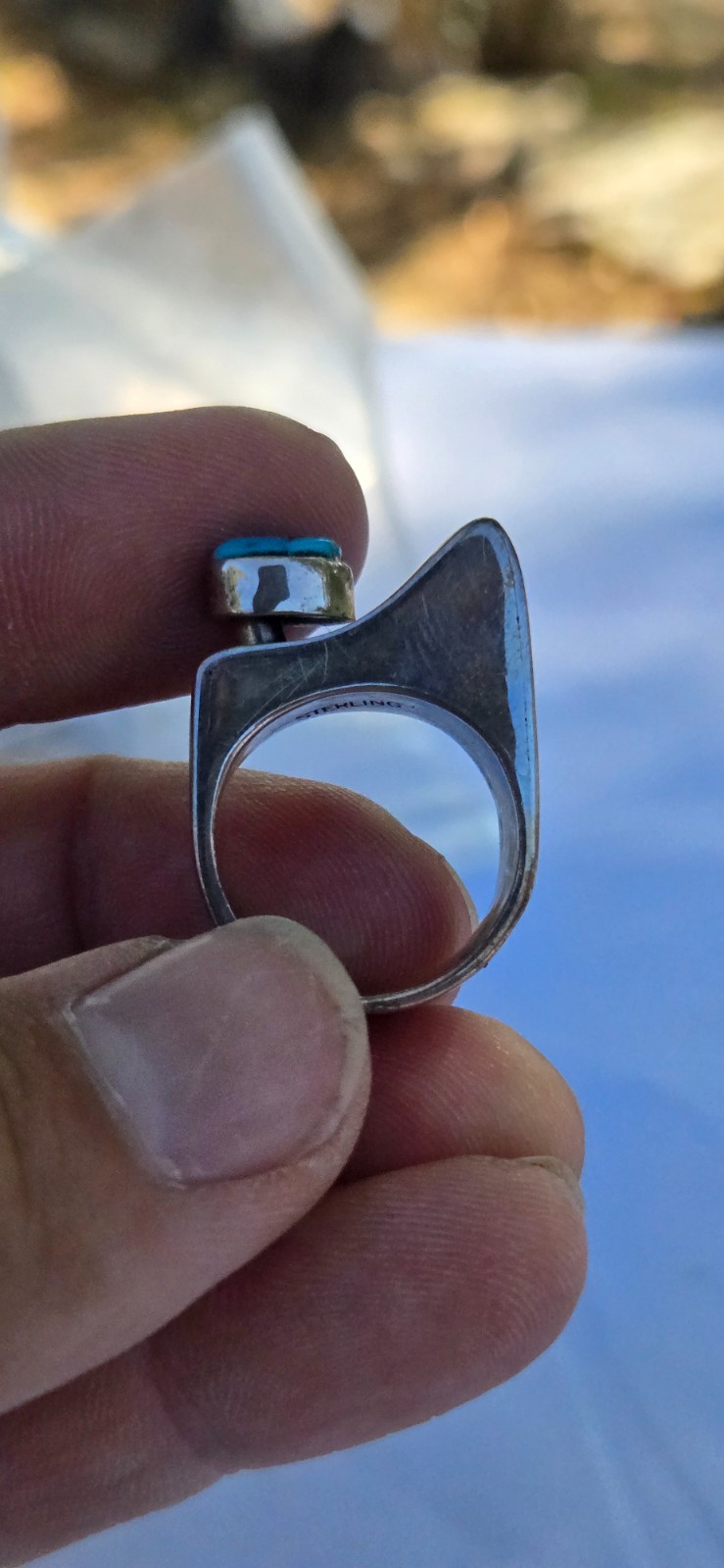 Old Pawn Southwest Native Style Sterling Silver 925 Turquoise Ring Size US 7
