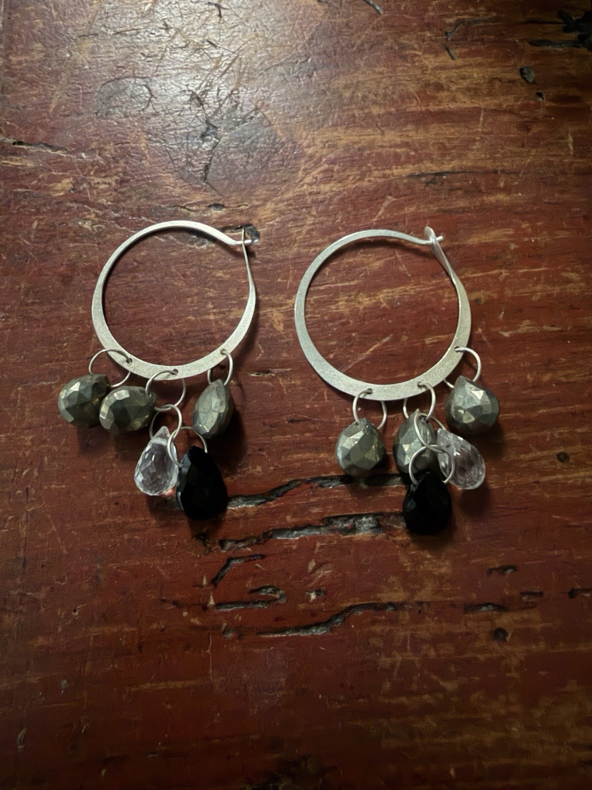 Melissa Joy Manning Silver Hoop Earrings W Dangles – Stunning, Special