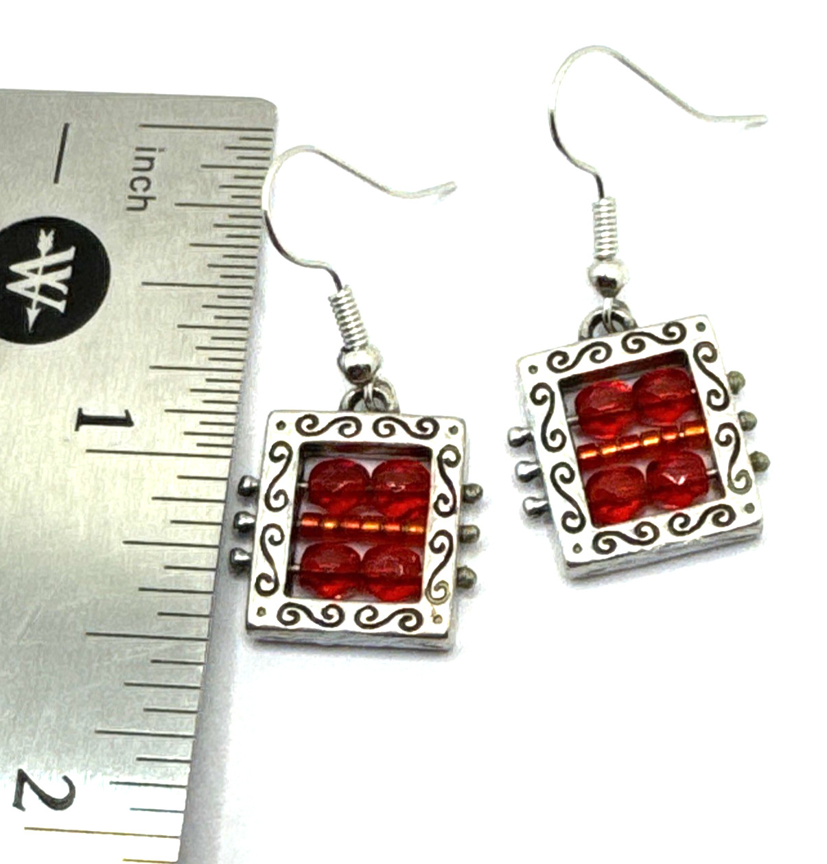 Brighton Beadazzled Bedazzled Red Beads Holiday Custom Silver Earrings
