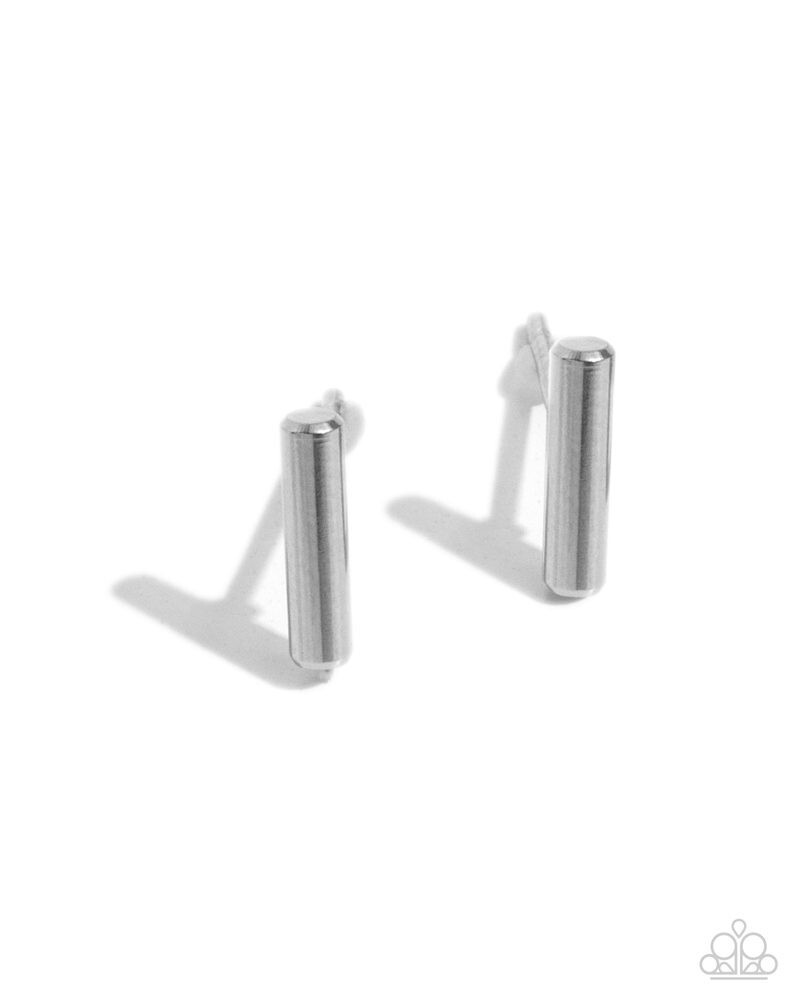 Paparazzi Simply Stainless – Silver- Sleek Silver Bar – Post Earrings