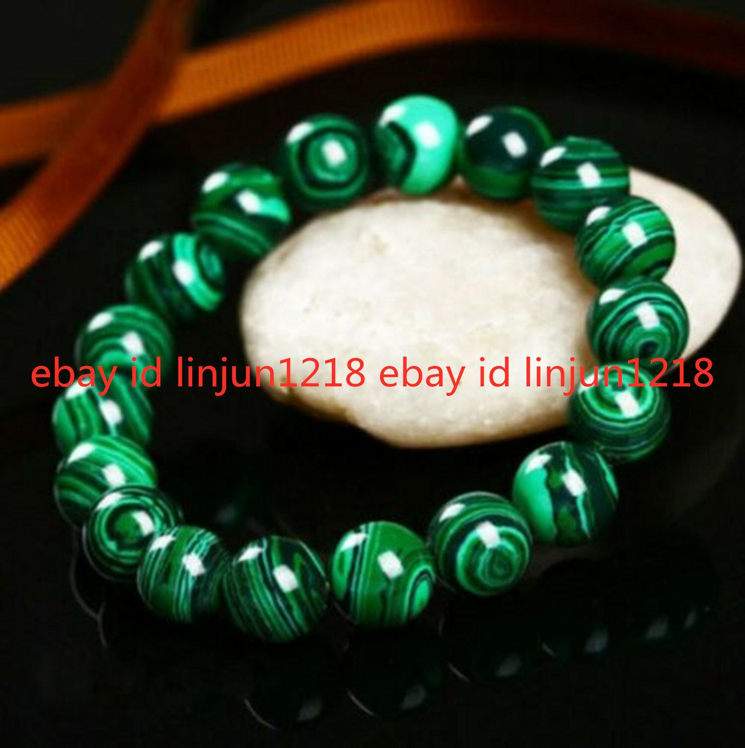 Handmade Natural 10mm Green Malachite Round Gemstone Beads Stretch Bracelet