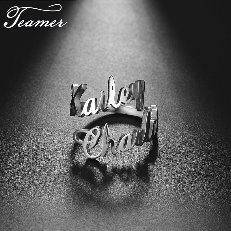 Personalized 1 to 4 Name Ring Custom Stainless Steel Home Jewelry Women Gifts